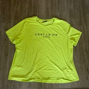 SHEIN Plus Neon Lime Slogan Graphic Tee
